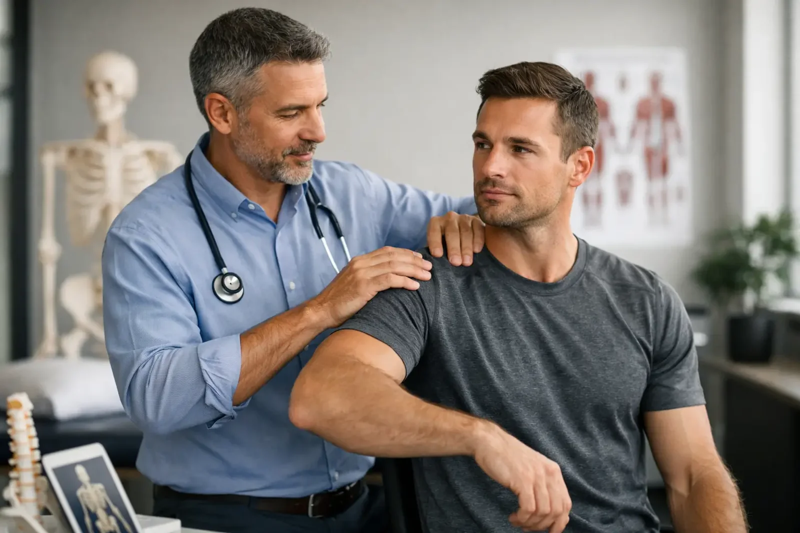 Physiotherapist performing a clinical assessment