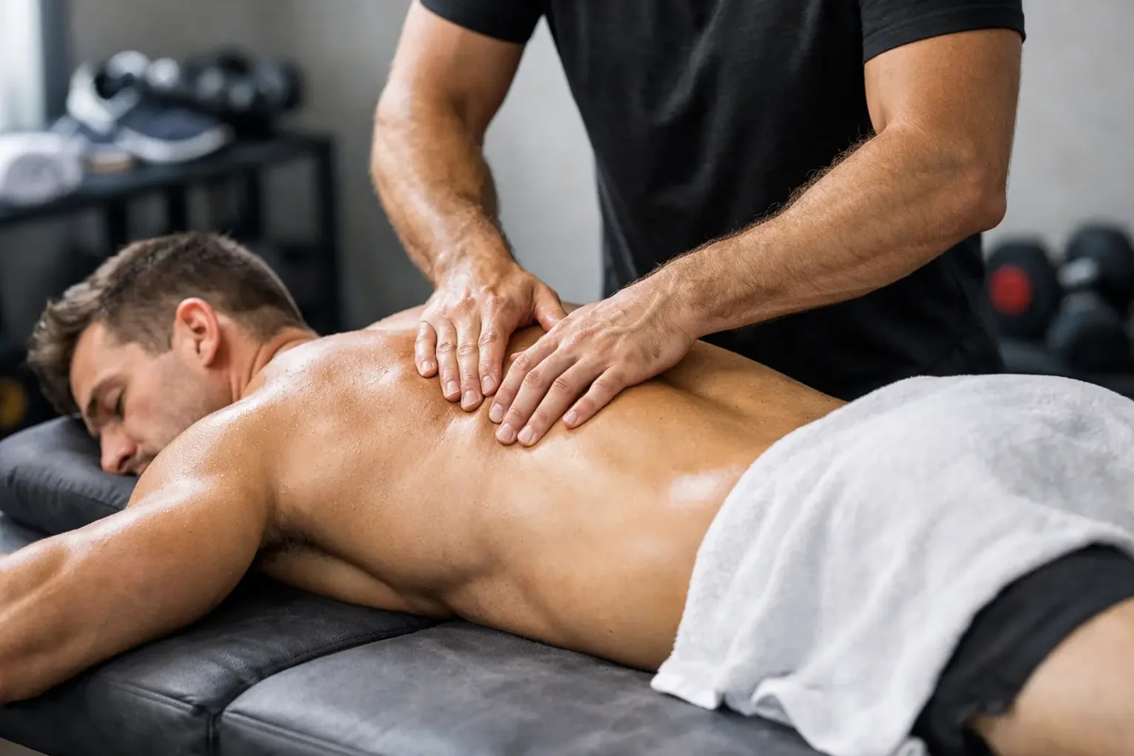 Sports massage being applied to a calf muscle
