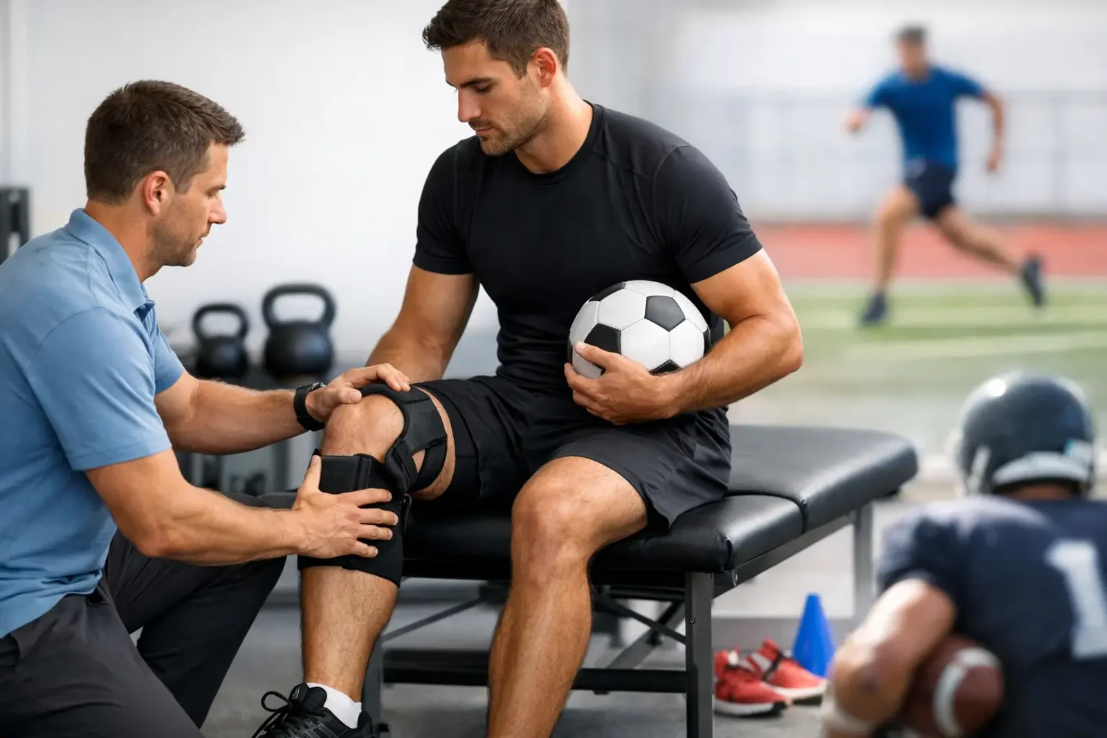 Athlete completing return-to-sport rehabilitation drills